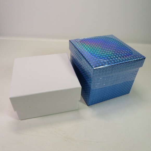 Metallic Silver Striped Gift Box Bow & (2) other Gift Boxes Holographic & white - Picture 9 of 14